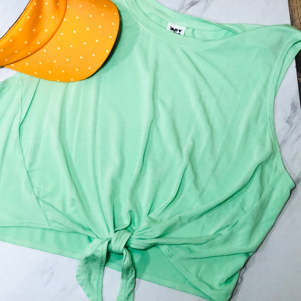 Joy Lab Mint Green Twist-Front Athletic Muscle Tee - Picture 2 of 16